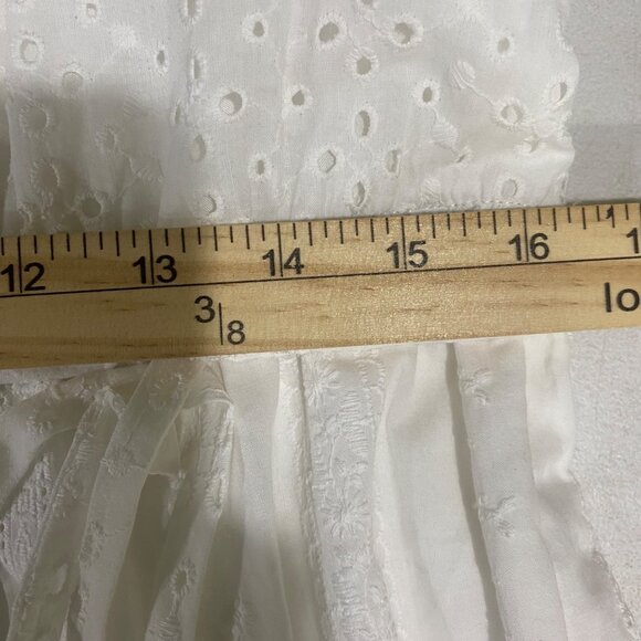 NEW Draper James‎ Maxi Dress Womens Size L White Eyelet Tiered Puff Sleeves - Picture 11 of 13